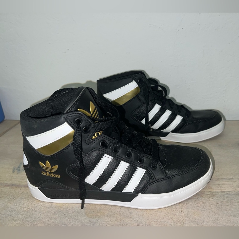 Adidas Black and White High-Top Sneakers